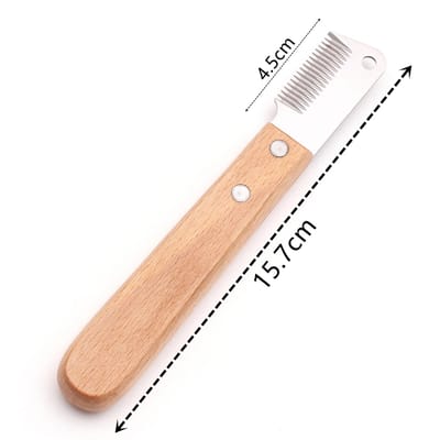 Couteau d'épilation pour animaux de compagnie, peigne professionnel pour chien, manche en bois inoxydable, couteau à dénuder, brosses de toilettage beige