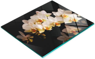 Glazen snijplank met decoratieve orchideeënprint, 60x52 cm