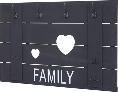 Wandkapstok MCW-C89 Family, kapstok paneel kapstok, shabby-look vintage, 8 haken 60x90cm ~ donkergrijs, shabby