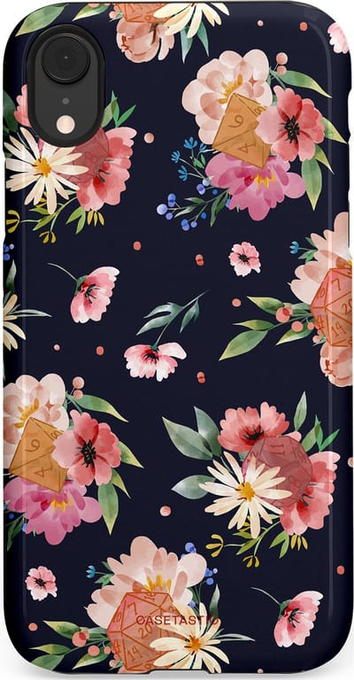 Casetastic Hoesje Geschikt voor Apple iPhone Xr - Stijlvolle Beschermende Duo-layer Case - Bloemenkracht met D20