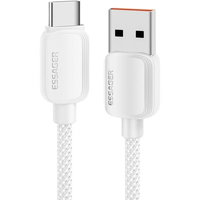 Essager 100W(!) Smartphone en Laptop Data + Oplaadkabel USB-A naar USB-C Wit 1m