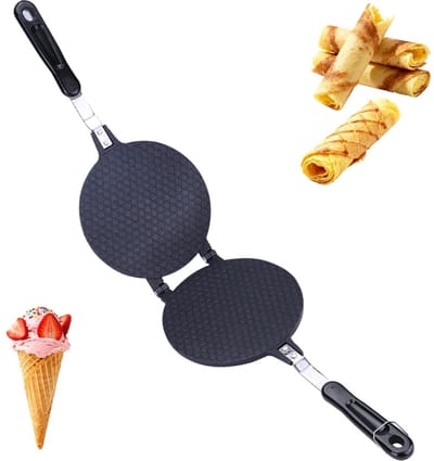 QTTVBTNA - Wafelijzer - Wafel Kegelmaker - Duurzaam Handvat voor Keuken Gebruik - Voor IJshoorntjes en Desserts - 17 cm