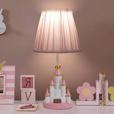 Kinderen Tafellamp - Nachtkastlamp Bureaulamp - Slaapkamer Decoratie - Kasteelstijl Ontwerp - 14 inch hoog - Roze