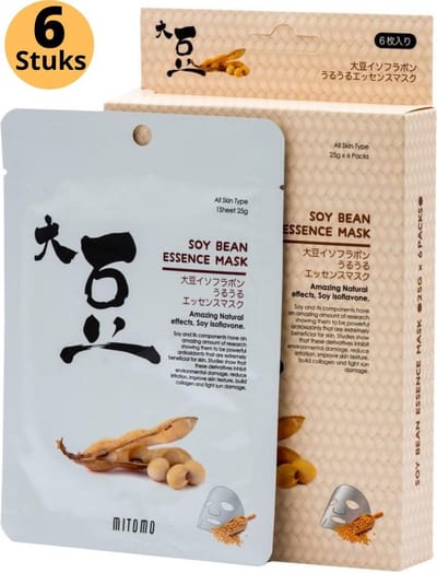 Mitomo Soy Bean Gezichtsmasker - Gezichtsmasker Verzorging - Face Mask Beauty - Face Mask Japans - Gezichtsverzorging Dames - Japanse Gezichtsmaskers - Rituals Skincare Sheet Mask  - 6 Stuks
