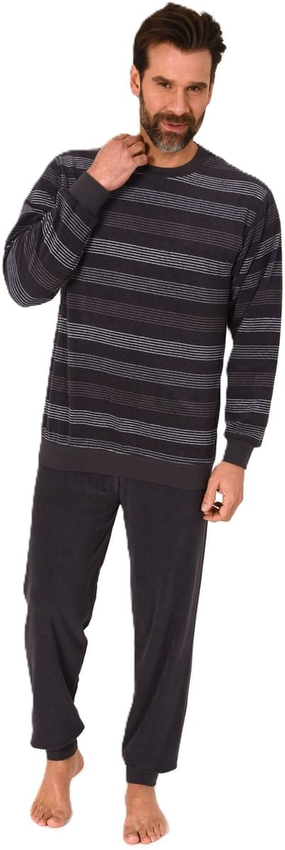 Heren pyjama in badstof met manchetten in een stijlvolle blokstreep-look - ook in oversize