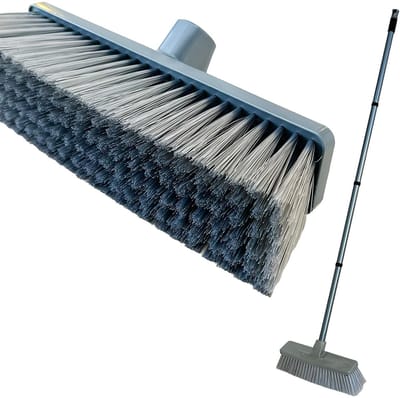 Dailygoods- Indoor Bezem Zachte Borstelharen - Roestvrijstalen Handvat 120 cm - Vloerborstel - Dierenhaar Verwijderaar - Ergonomisch Ontwerp - Veegborstel