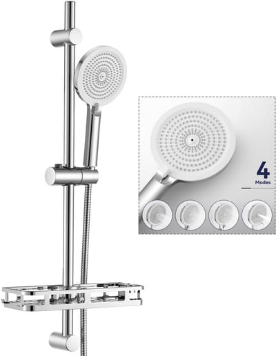 Auralum max Doucheset met Handdouche - 70 cm Glijstang - Met Zeepschaal - Verstelbaar - 4 straalstanden Douchekop - Ø 12.6 cm Handdouche - 150 cm Doucheslang - Chroom