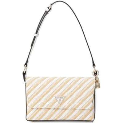 GUESS Schoudertas Simona Flap Shoulder Bag Natural / White Veelkleurig