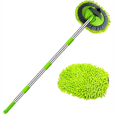 SAVI®Autowasborstel Telescopisch - Wasborstel Met Telescopische steel – Telescoop Wasborstel Met Zachte Borstel Haren – Groen - 44cm x 17cm x 8cm