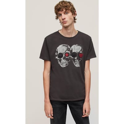 John Varvatos Ss Raw Edge Tee - Double Coal Größe: XS | Bedruckte T-Shirts Outlet | Herren