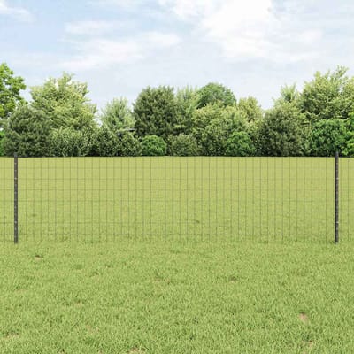 vidaXL - Euro-hek - met - palen - 25 - x - 0,6 - m - PVC-Coated - Staal - Grijs - Mesh