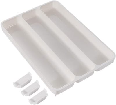 Keukenlade Organizer - Bestekbak Lade - Thuis Organiseren - Verstelbare Verdelers - 31 x 22 cm - Wit