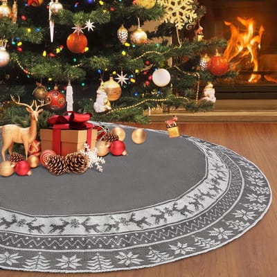Allecto - Kerstboomrok - Grote 48 Inch - Rustiek en decoratief - Grijs - Kerstdecoratie - Geschikt voor elke gelegenheid - Perfect voor thuis