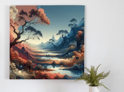 Acryl landschap schilderij | Verfijnde penseelstreken brengen betoverend landschap tot leven op doek | Kunst - 60x60 centimeter op Forex | Foto op Forex