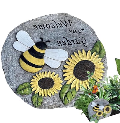 Stapstenen Tuin - Decoratieve Stenen - Pad Aanleggen - Zonnebloem Bijen Thema - 23.5 cm - Standaard