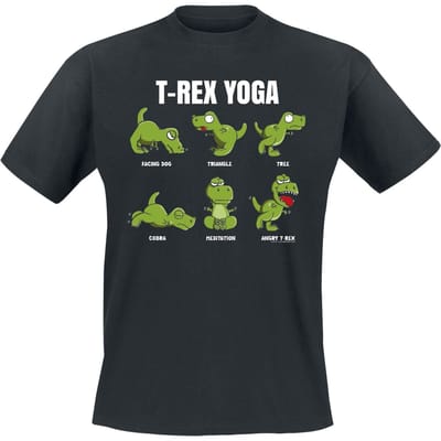 Tierisch - Fun T-shirt - T-Rex Yoga - M tot 3XL - voor Mannen - zwart