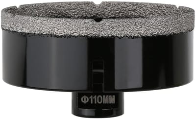 Droge diamantkernboor 110 mm M14 voor tegels, marmer, graniet, porselein, beton, kwartssteen - vacuüm gesoldeerd, holle gatenzaag
