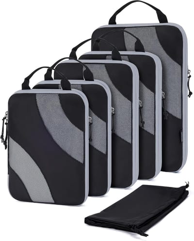 Famanu - 6-delige compressie-packing cubes set voor reizen en koffers – Zwart