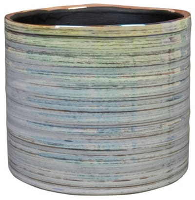 Ter Steege Bloempot Ribbel Blauw Parelmoer D 14 cm H 13 cm Opening 12 cm