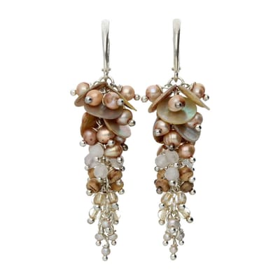 Bela Donaco - Oorbellen Wrap Wire B15 – Sterling Zilver – Parels – Maansteen – Rookkwarts
