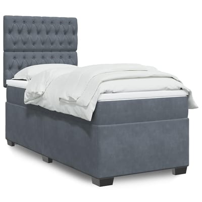 vidaXL - Boxspring - met - matras - fluweel - donkergrijs - 80x200 - cm