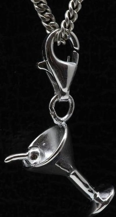 Zilveren Coctail glas hanger én bedel