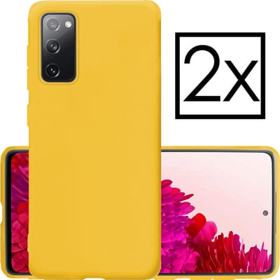 Hoesje - 2 Stuks - Geschikt voor Samsung Galaxy S20 FE - Sterk & Shockproof - Case Siliconen - Back Cover - Telefoon Hoes - Geel