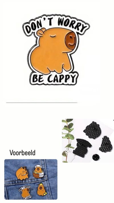 Akyol Capybara badge – Schattig Knaagdier - Accessoire – Capybara Cadeau - capybara sleutelhanger - knaagdier - pin - broche