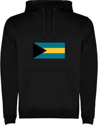 Zwarte Hoodie met Wereldse vlag land De Bahamas Full Color Maat M
