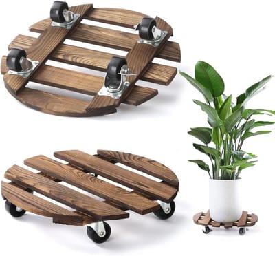 Ronde Plantenroller met Wieltjes - 30 cm voor Binnen en Buiten - 2 Stuks - 100 kg Draagkracht
