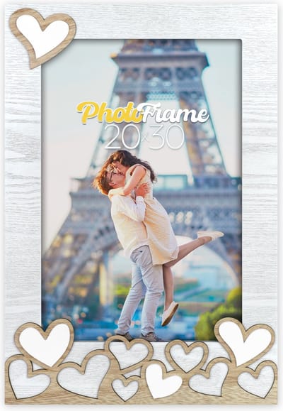 ZEP - Houten fotolijst Lavinia wit met hartjes voor foto formaat 20x30 cm - EA8823