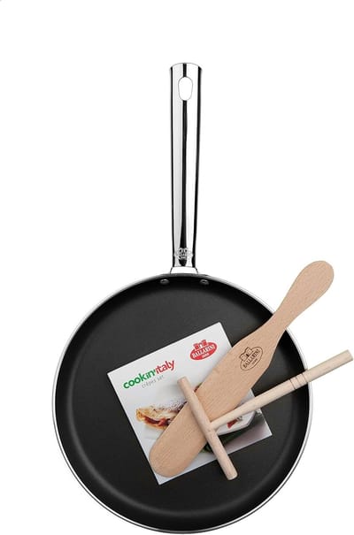 Crepe Pan Set - Pannenkoekenpan Set - Pannenkoeken Bakken - Met Spatel en Receptenboek - 26 cm - Zwart