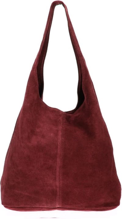 Bordeaux Suède Schoudertas Lili - Handtassen - Shoppers - Ruime Suède dames tassen - Bordeaux