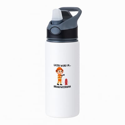 Hacebo® - Later word ik brandweerman waterfles met rietje zwart - Brandweer - Brandweermannen - Hulpverlener - cadeau voor een brandweerman - firefighter - water fles - 650ML