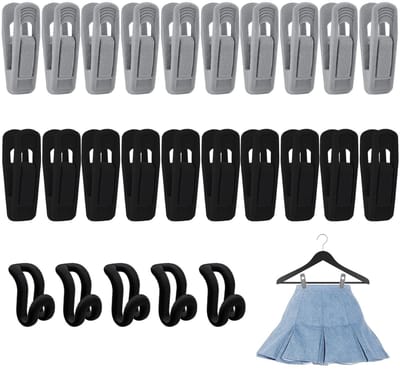 20 stuks gevlokte clips, 5 stuks kleerhangerverbinders, broekclips, sterke wasknijpers, kleerhanger-verbindingshaken, flanellen clips, vilten kleerhangerclips