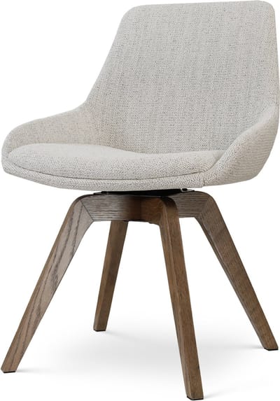Nolon Noor-Isa draaibare Eetkamerstoel beige gemêleerd - walnoot houten onderstel - stijlvol - japandi