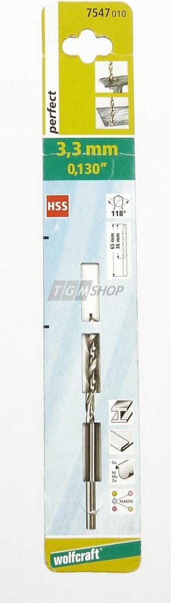 Wolfcraft Perfect HSS Boor, diameter 3,3 mm, (# 7547010)
