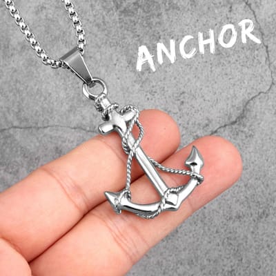 Gouden Kleur Anker Mannen Kettingen Hangers Ketting Punk voor Vriend Mannelijk Roestvrij Staal Sieraden Creatief Cadeau Groothandel 60cm beige