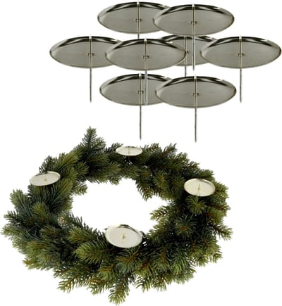 8x stuks kaarsenhouders/waxinelichthouders zilver voor in een kerststukje
