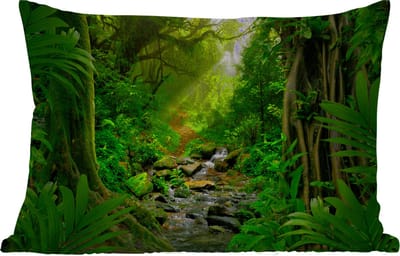 Buitenkussens - Tuin - Jungle - Water - Bladeren - Zon - Natuur - 50x30 cm