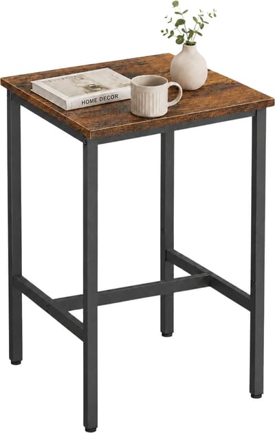 ACAZA Bartafel - Keukentafel - 60 x 60 x 92 cm (L x B x H) - Vintage Bruin / Zwart - Bartafel Keuken - Tafel - Keuken Tafel - Bijzettafel Vierkant - Eetkamer - Tafel - Bartafel voor Barkrukken - Eettafel - Bartafel