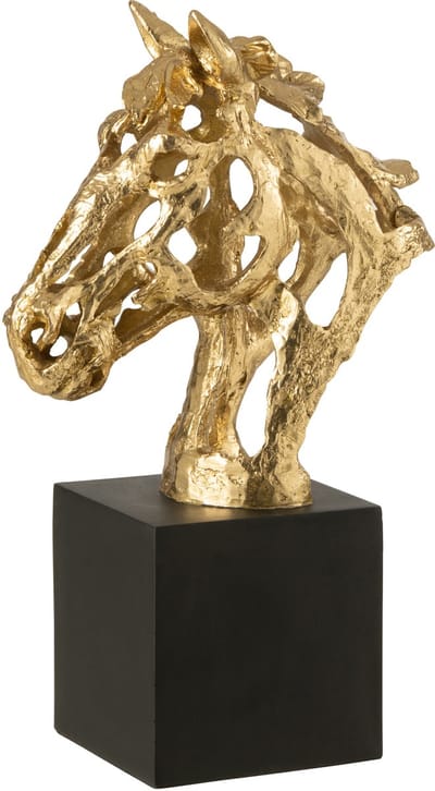 J-Line figuur Paard Op Voet- polyresin - goud/zwart - large