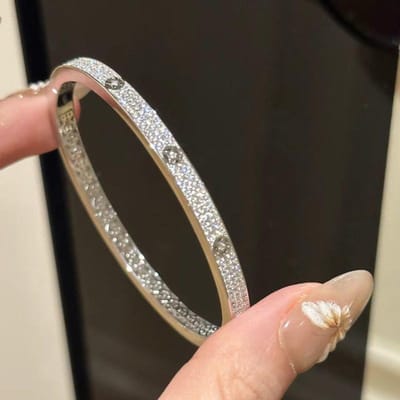 Klassieke Licht Luxe Retro Halve Cirkel Vol Diamant Koperen Munt Design Armband Exquise Bedel Armbanden Sieraden gray