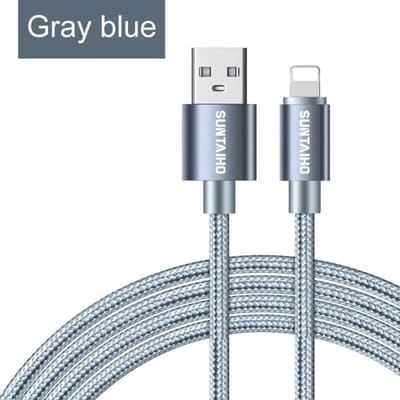 Lengte 1M - 2.4A USB-kabel voor iPhone X oplaadkabel voor iPhone XR MAX XS 8 7 6 plus 5s datakabel - grijs