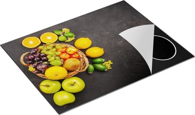Chefcare Inductie Beschermer Fruitmand op Zwarte Marmer - Fruit - 77x59 cm - Afdekplaat Inductie - Kookplaat Beschermer - Inductie Mat