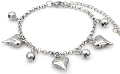 Armband - RVS - hartjes - zilverkleurig - 16-21 cm