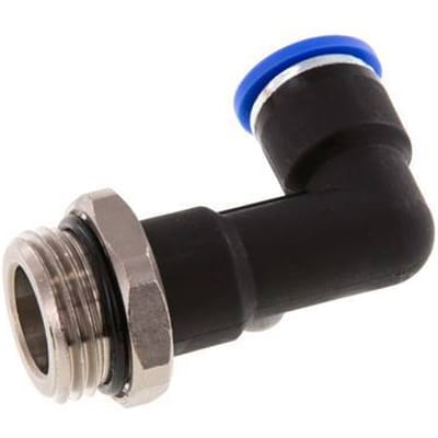 10mm x G1/2'' 90 graden L-verbinding Messing/PA 66 Insteekfitting Buitendraad Lange Behuizing Draaibaar NBR [2 Stuks]