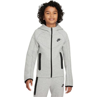 Nike Technische fleece-hoodie met doorlopende rits voor kinderen (Grijs/Zwart)