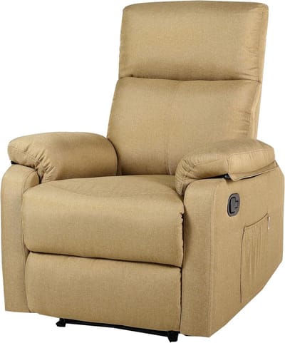 Relaxstoel Woonkamer - Fauteuil Lounge - Ontspannen TV Kijken - Zero Muur Afstand - 65x110x81 cm - Mosterd