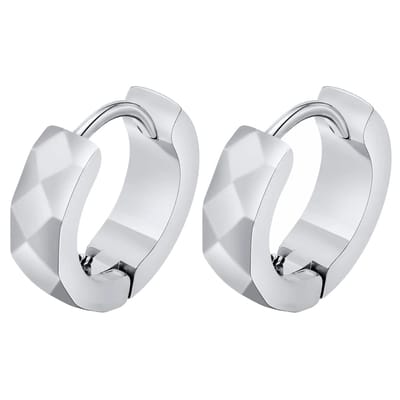 Fako Bijoux® - Oorbellen - Oorringen - RVS - Staal - Stainless Steel - Facet Geslepen Ruit - 13mm - Zilverkleurig